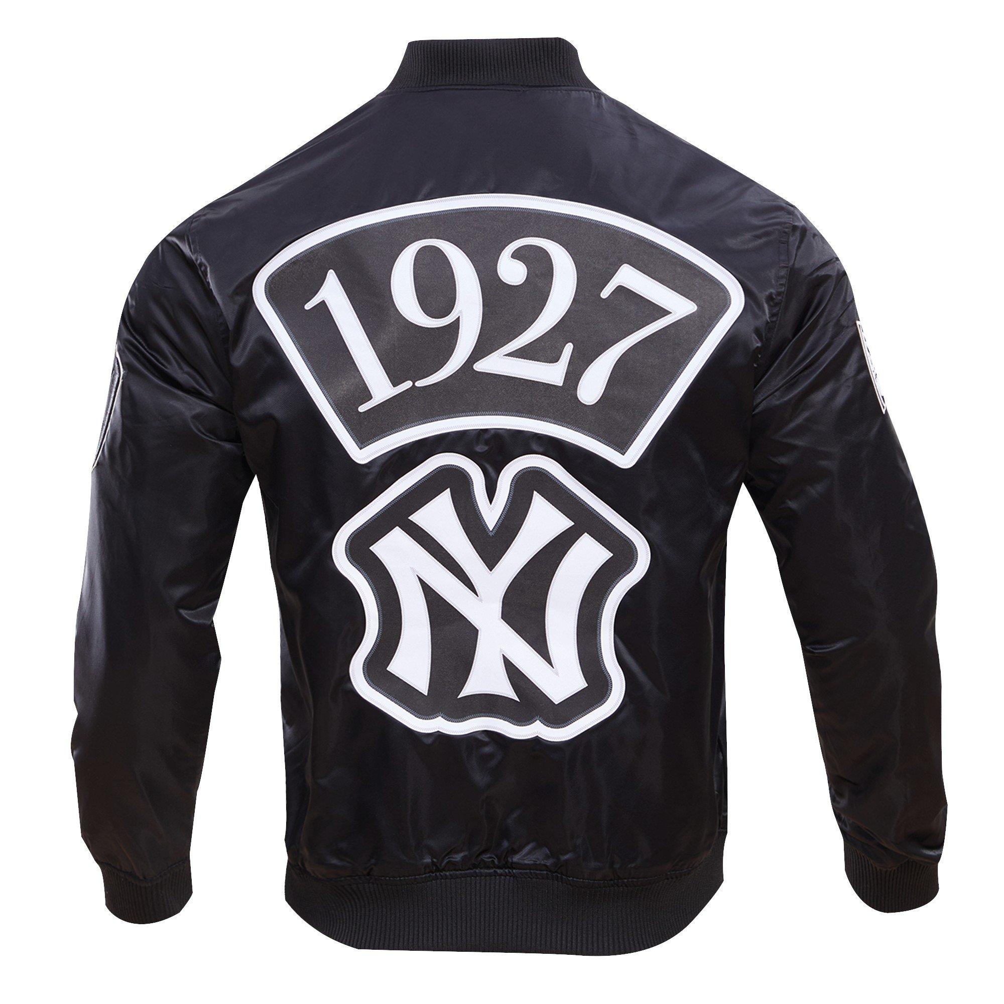Pro Standard Men's MLB New York Yankees Murderers Row Big Logo Satin Jacket - Black - BLACK