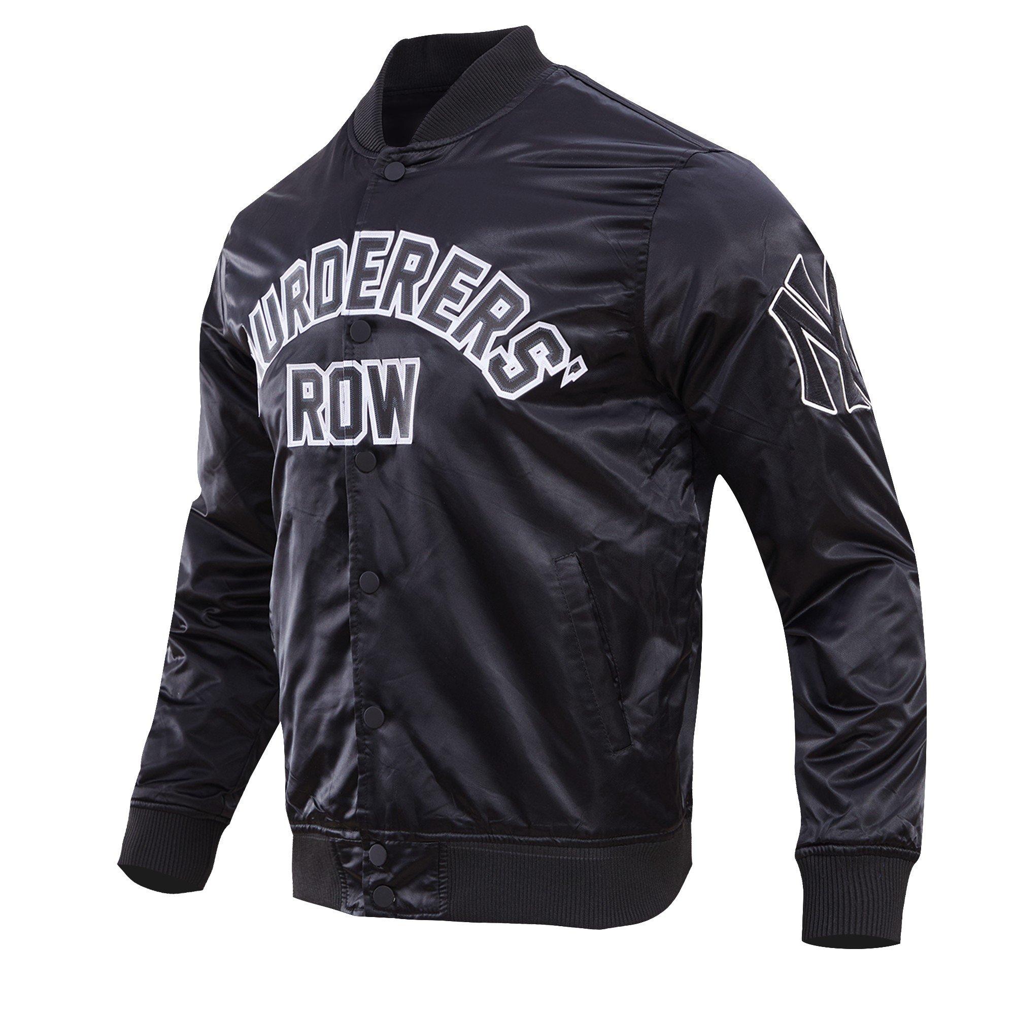 Pro Standard Men's MLB New York Yankees Murderers Row Big Logo Satin Jacket - Black - BLACK