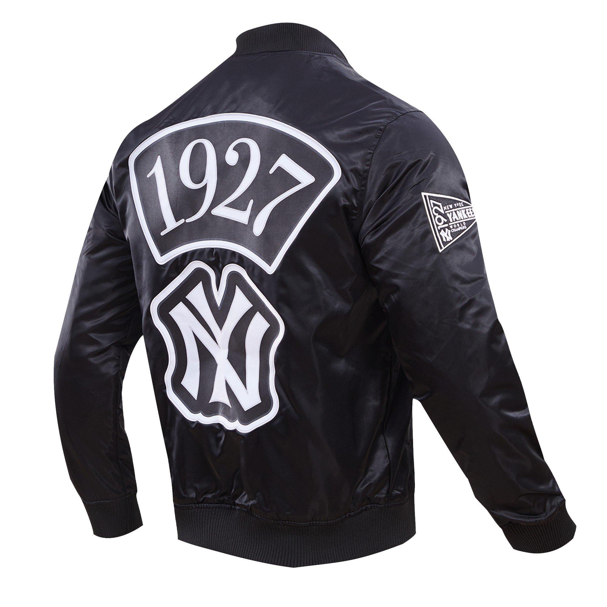 Pro Standard Men's MLB New York Yankees Murderers Row Big Logo Satin Jacket - Black - BLACK