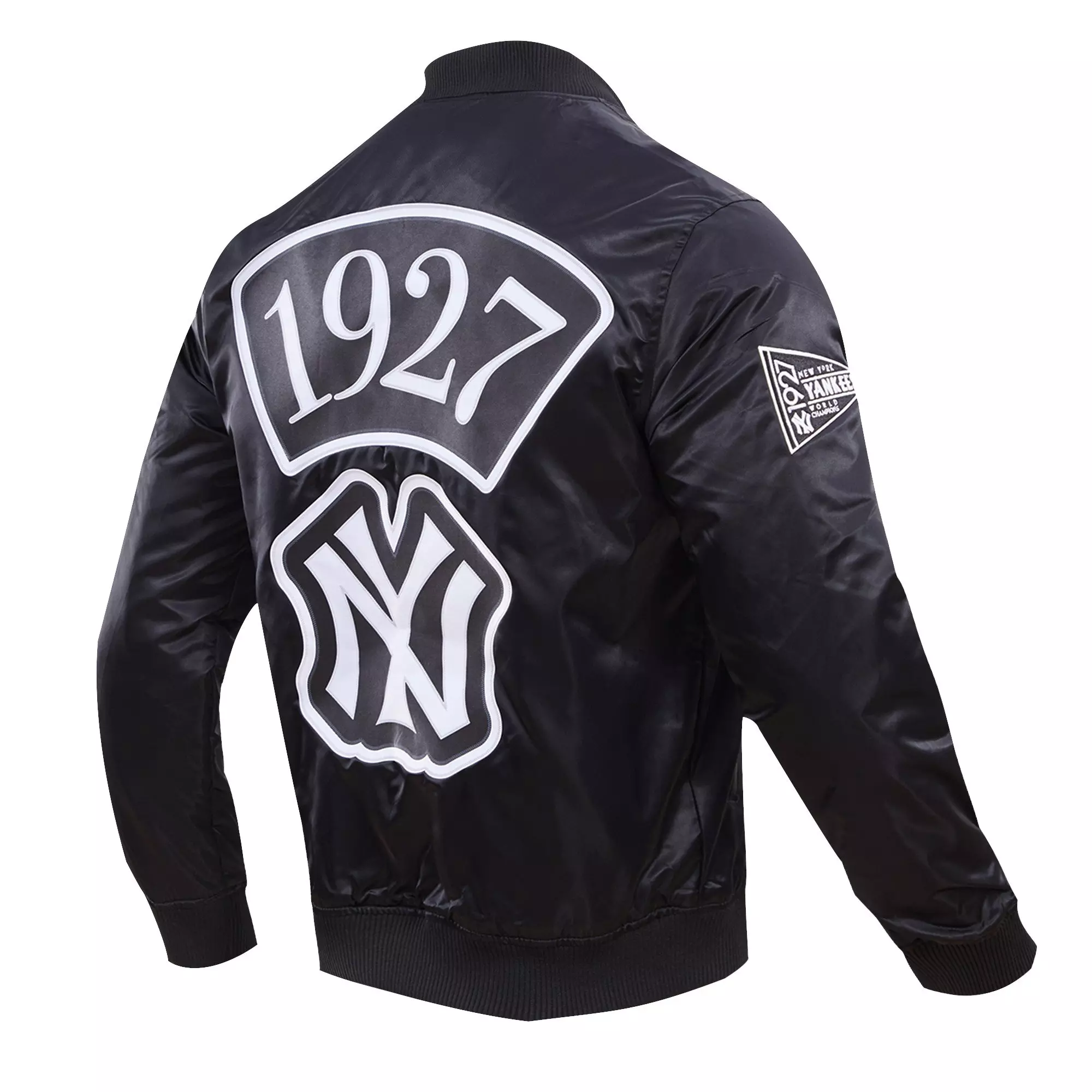 Pro Standard Men's MLB New York Yankees Murderers Row Big Logo Satin Jacket - Black - BLACK