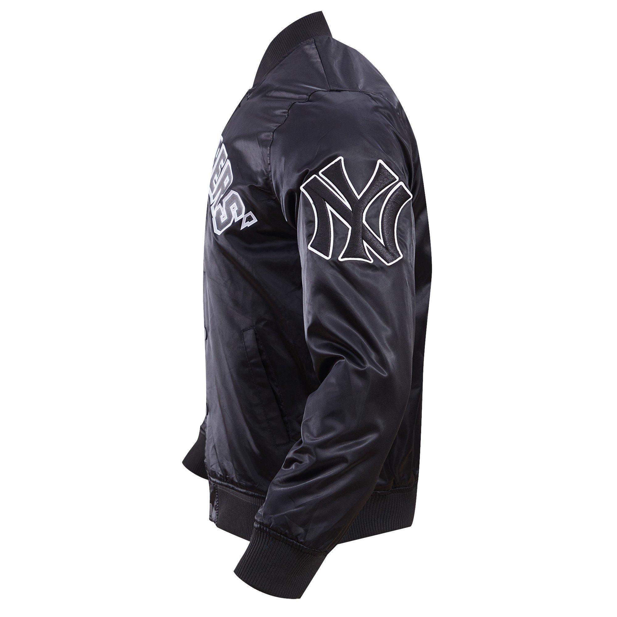 Pro Standard Men's MLB New York Yankees Murderers Row Big Logo Satin Jacket - Black - BLACK
