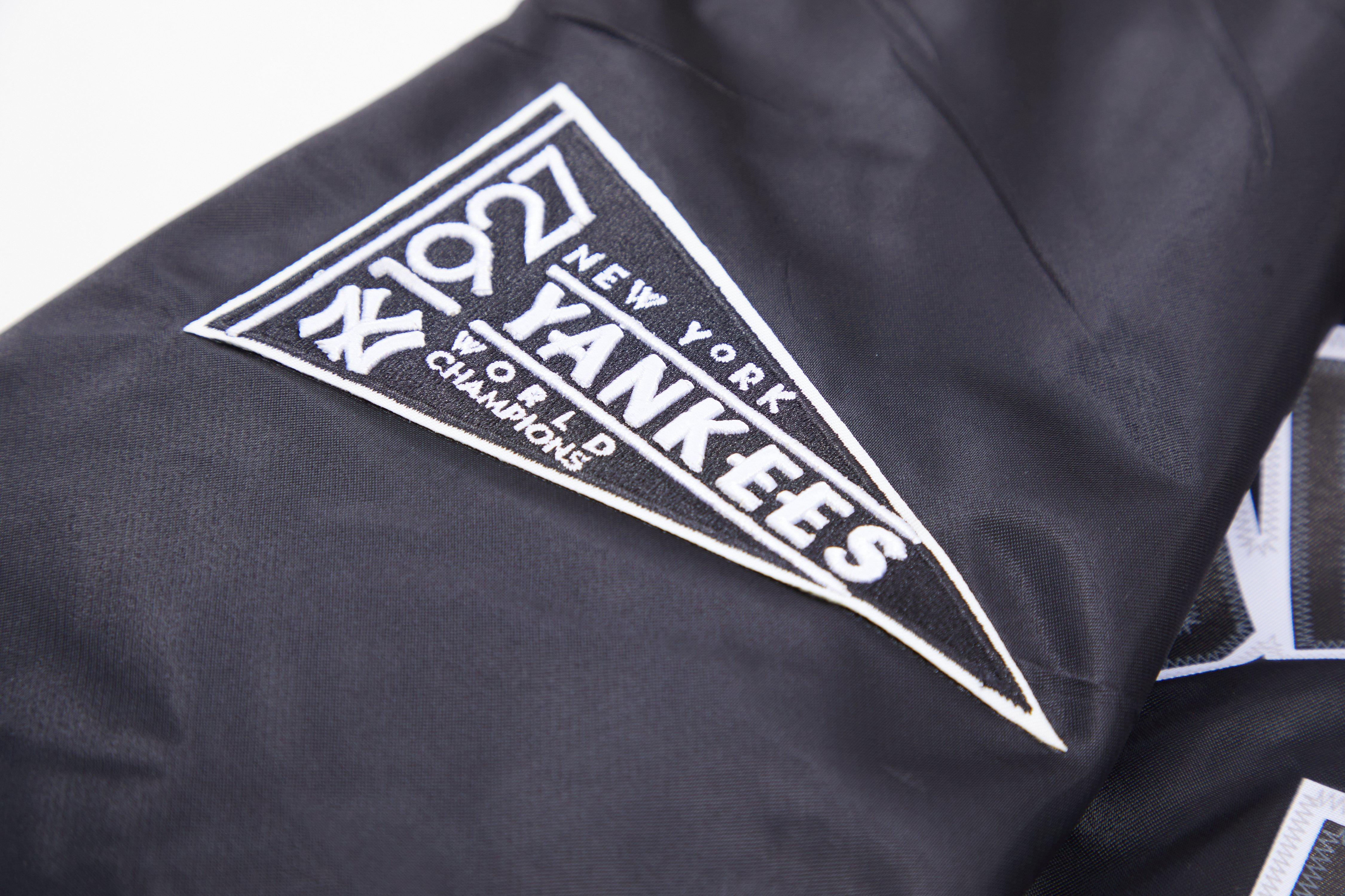 Pro Standard Men's MLB New York Yankees Murderers Row Big Logo Satin Jacket - Black - BLACK