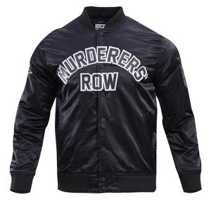 Pro Standard Men's MLB New York Yankees Murderers Row Big Logo Satin Jacket - Black - BLACK