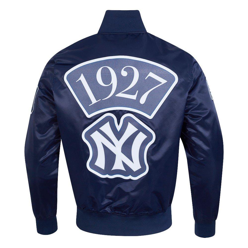 Pro Standard Men's MLB New York Yankees Murderers Row Big Logo Satin Jacket - Navy - NAVY