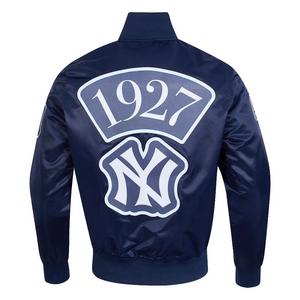 Pro Standard Men's MLB New York Yankees Murderers Row Big Logo Satin Jacket - Navy - NAVY