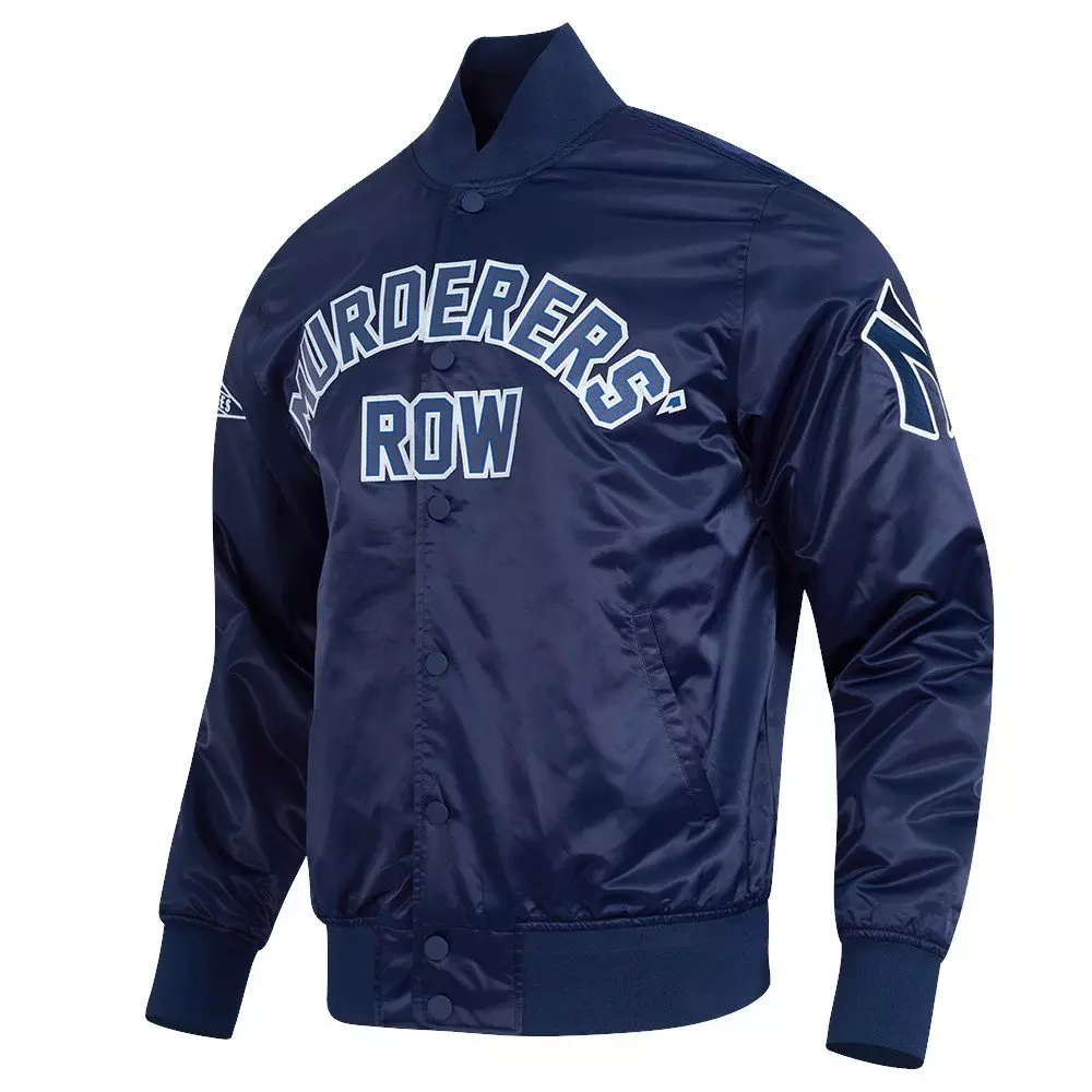 Pro Standard Men's MLB New York Yankees Murderers Row Big Logo Satin Jacket - Navy - NAVY