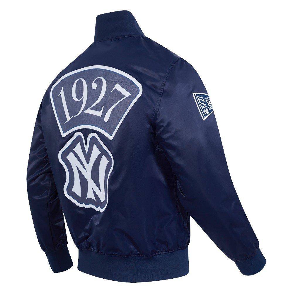 Pro Standard Men's MLB New York Yankees Murderers Row Big Logo Satin Jacket - Navy - NAVY
