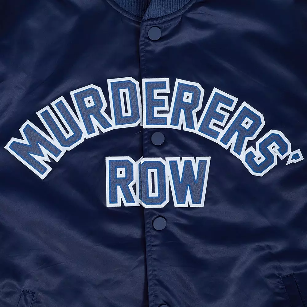 Pro Standard Men's MLB New York Yankees Murderers Row Big Logo Satin Jacket - Navy - NAVY