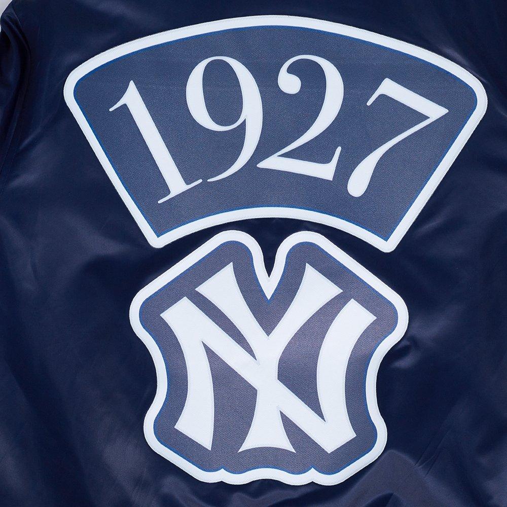 Pro Standard Men's MLB New York Yankees Murderers Row Big Logo Satin Jacket - Navy - NAVY