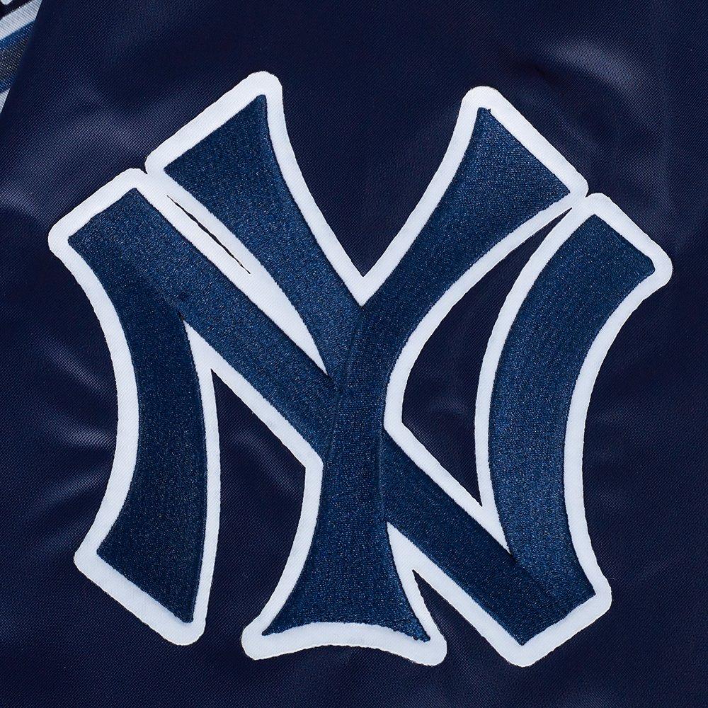 Pro Standard Men's MLB New York Yankees Murderers Row Big Logo Satin Jacket - Navy - NAVY