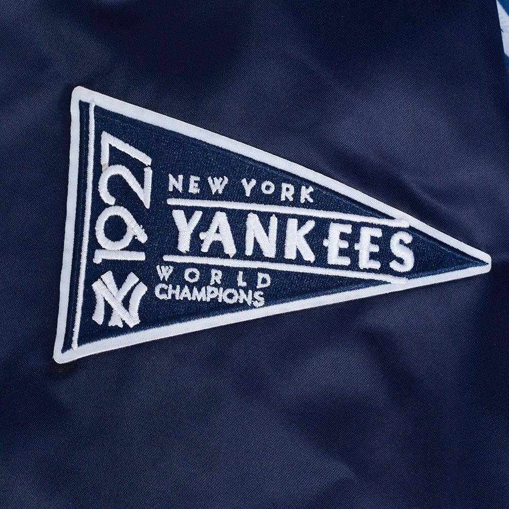 Pro Standard Men's MLB New York Yankees Murderers Row Big Logo Satin Jacket - Navy - NAVY