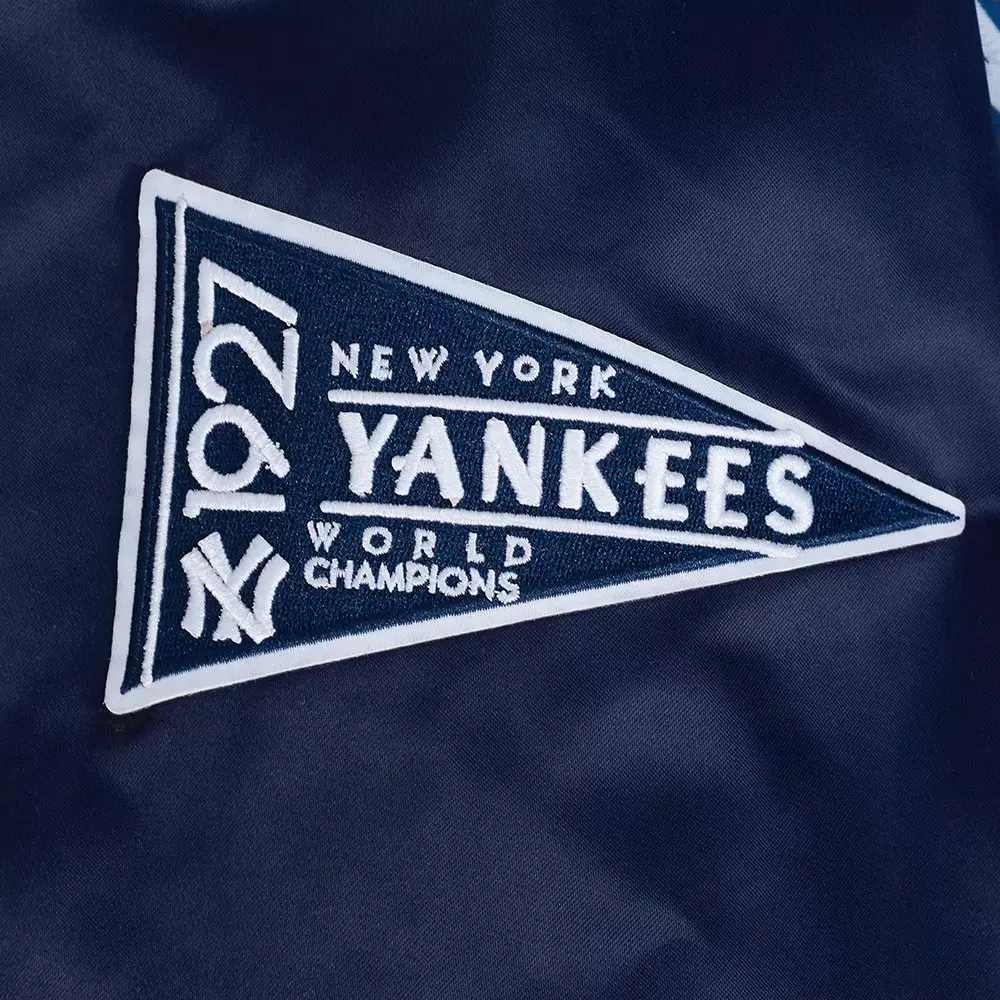 Pro Standard Men's MLB New York Yankees Murderers Row Big Logo Satin Jacket - Navy - NAVY