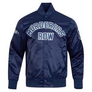 Pro Standard Men's MLB New York Yankees Murderers Row Big Logo Satin Jacket - Navy - NAVY