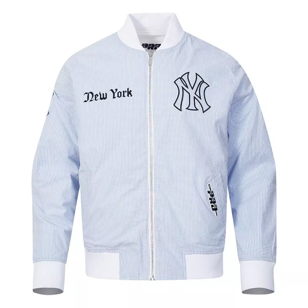 Pro Standard Men's MLB New York Yankees Country Club Seersucker Jacket - Seersucker Blue - SEERSUCKER BLUE