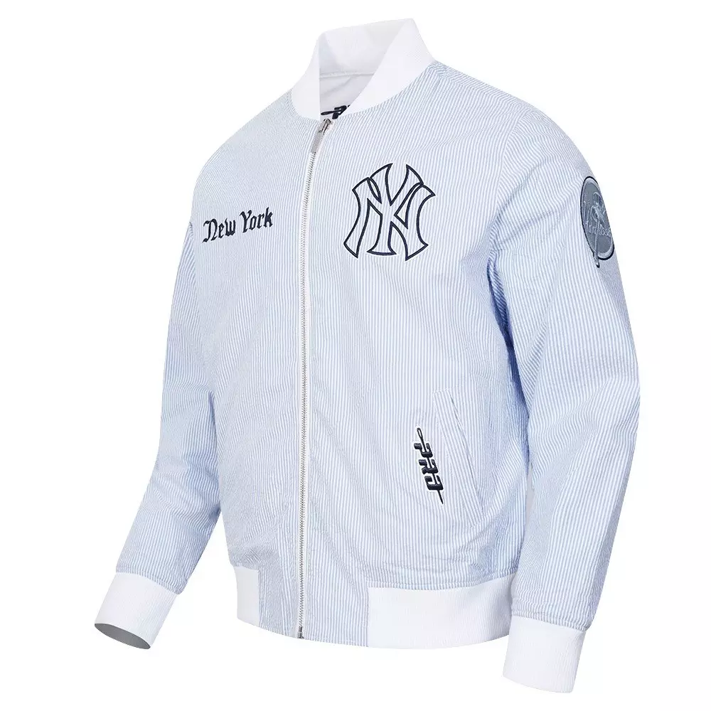Pro Standard Men's MLB New York Yankees Country Club Seersucker Jacket - Seersucker Blue - SEERSUCKER BLUE