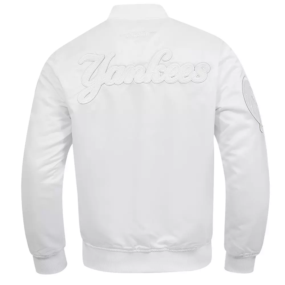 Pro Standard Men's MLB New York Yankees White Out Satin Jacket - WHITE