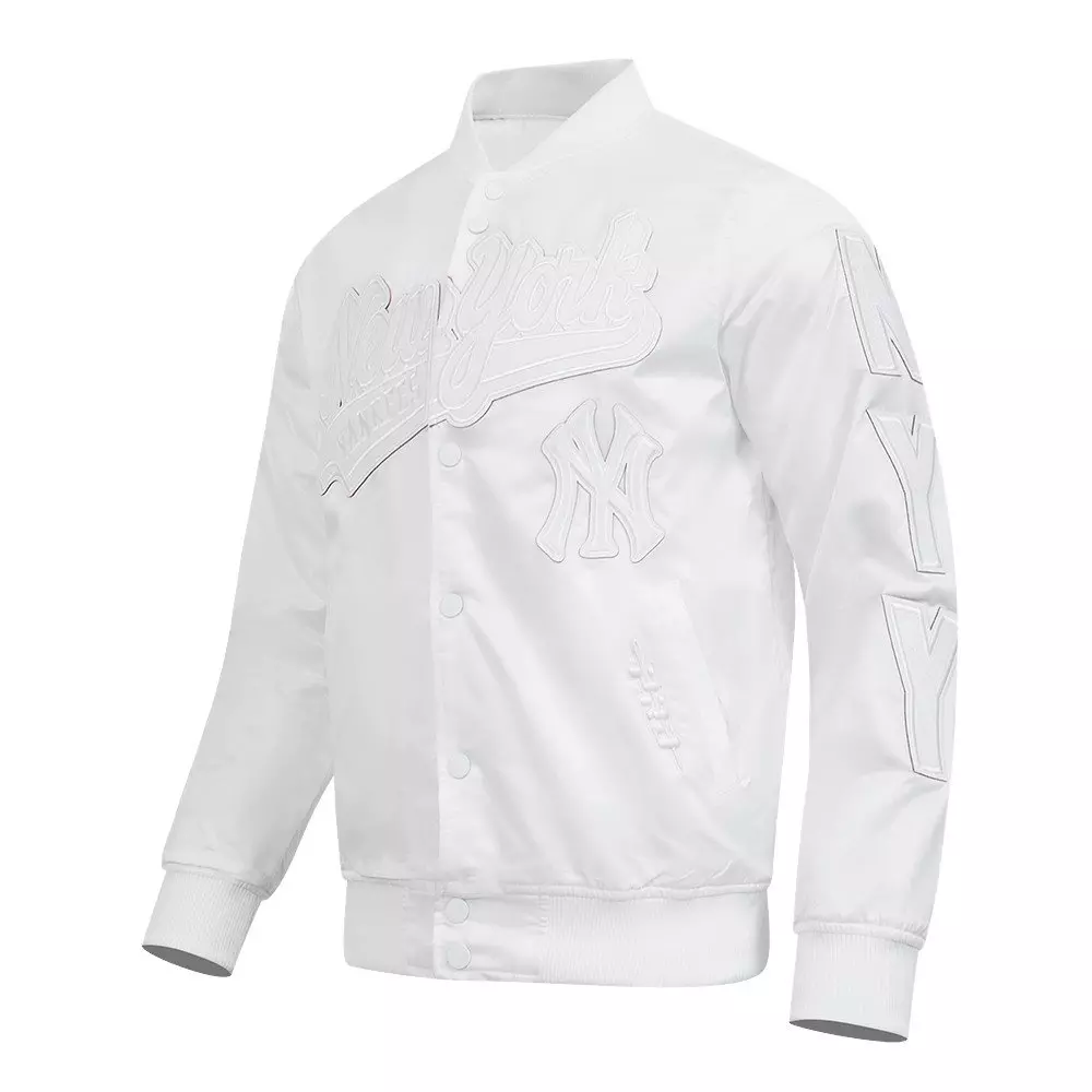 Pro Standard Men's MLB New York Yankees White Out Satin Jacket - WHITE