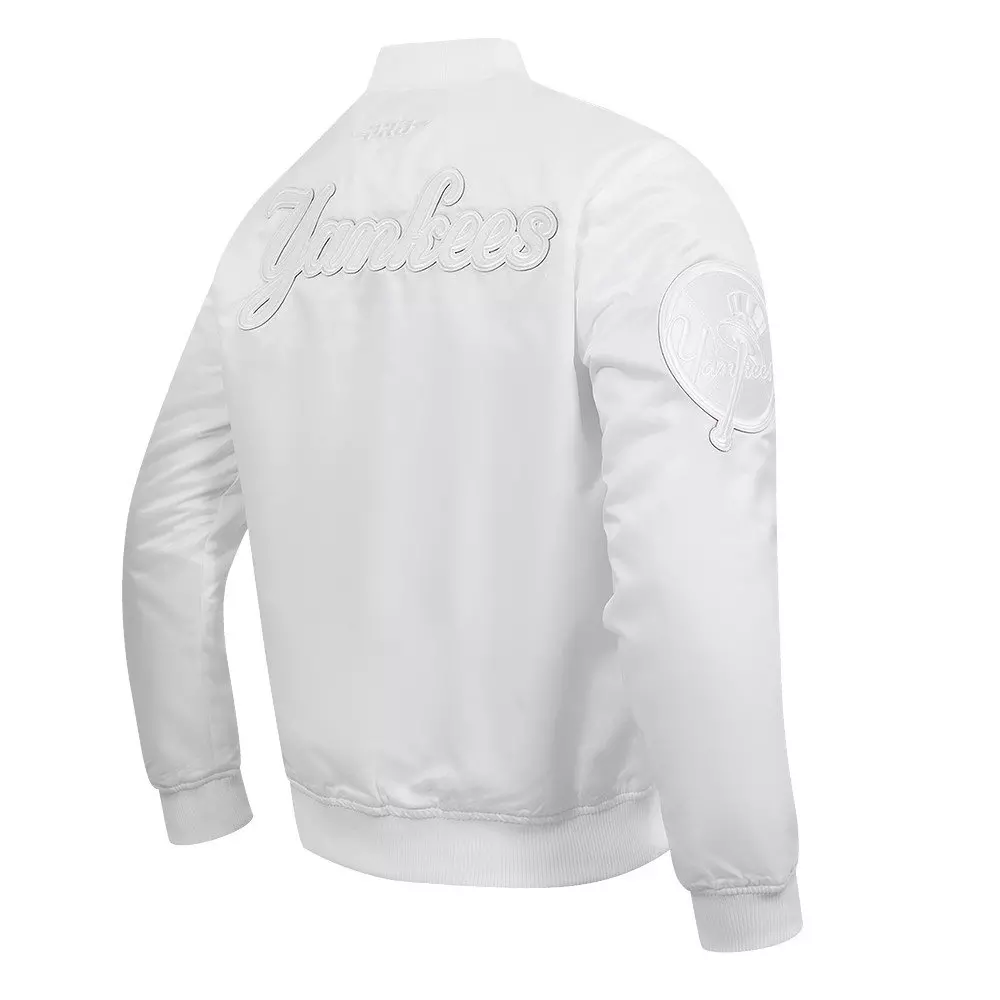Pro Standard Men's MLB New York Yankees White Out Satin Jacket - WHITE
