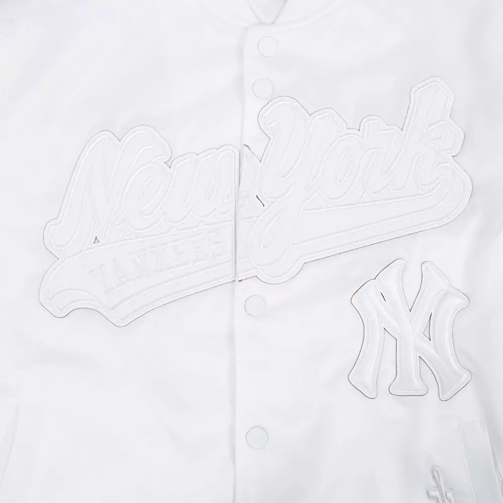 Pro Standard Men's MLB New York Yankees White Out Satin Jacket - WHITE