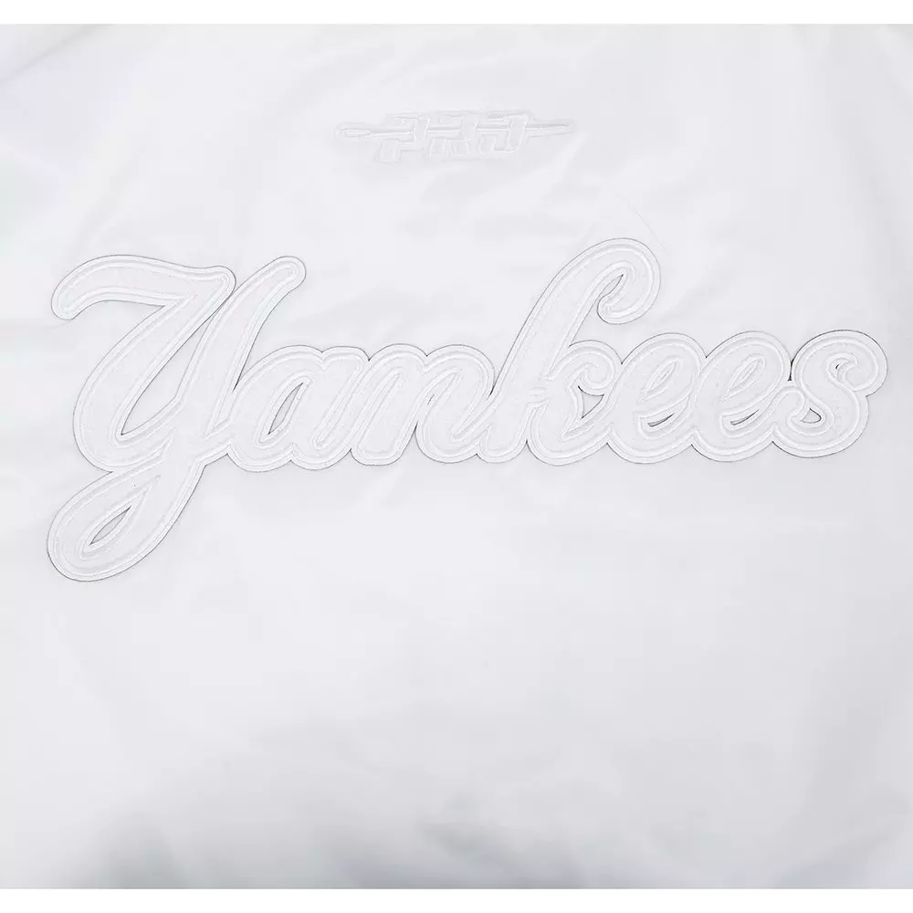 Pro Standard Men's MLB New York Yankees White Out Satin Jacket - WHITE