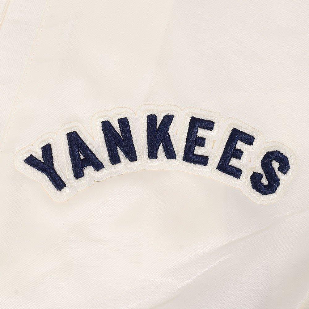 Pro Standard Men's MLB New York Yankees Best Of Rib Satin Jacket - Eggshell/Navy - EGGSHELL/NAVY