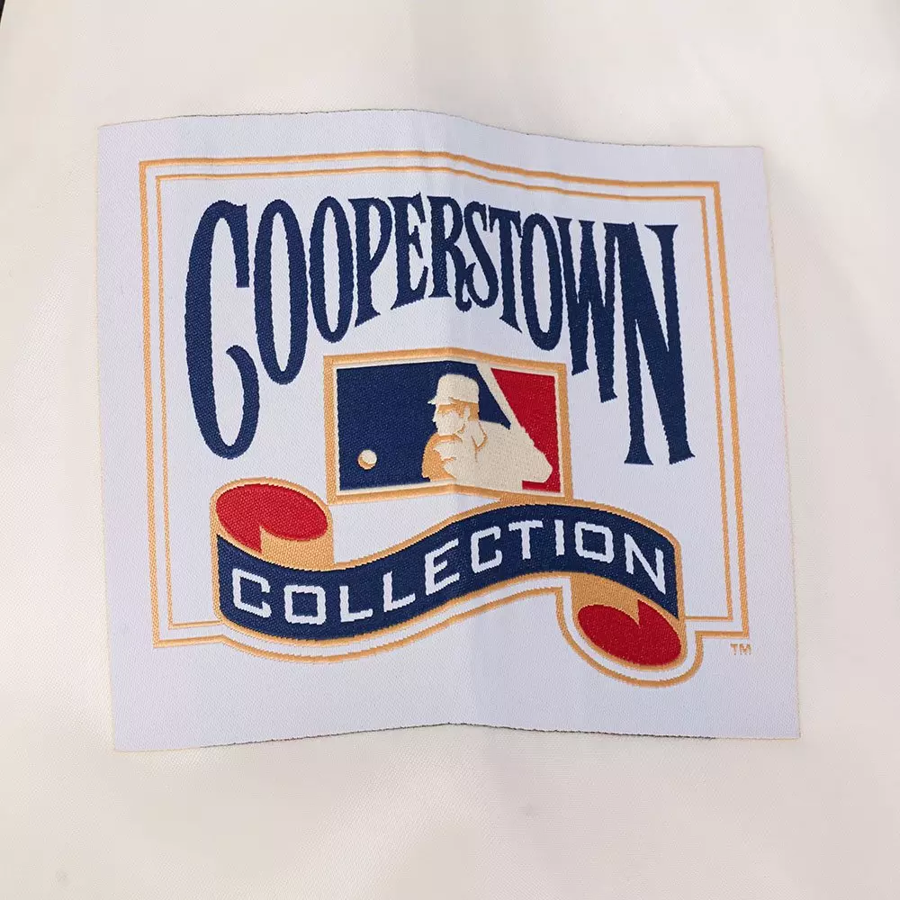 Pro Standard Men's MLB New York Yankees Best Of Rib Satin Jacket - Eggshell/Navy - EGGSHELL/NAVY