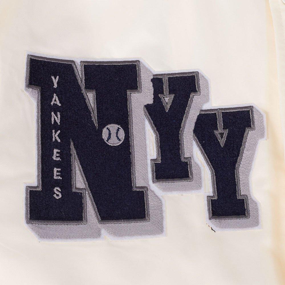 Pro Standard Men's MLB New York Yankees Best Of Rib Satin Jacket - Eggshell/Navy - EGGSHELL/NAVY