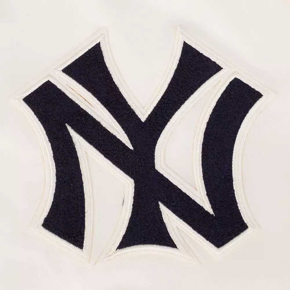 Pro Standard Men's MLB New York Yankees Best Of Rib Satin Jacket - Eggshell/Navy - EGGSHELL/NAVY