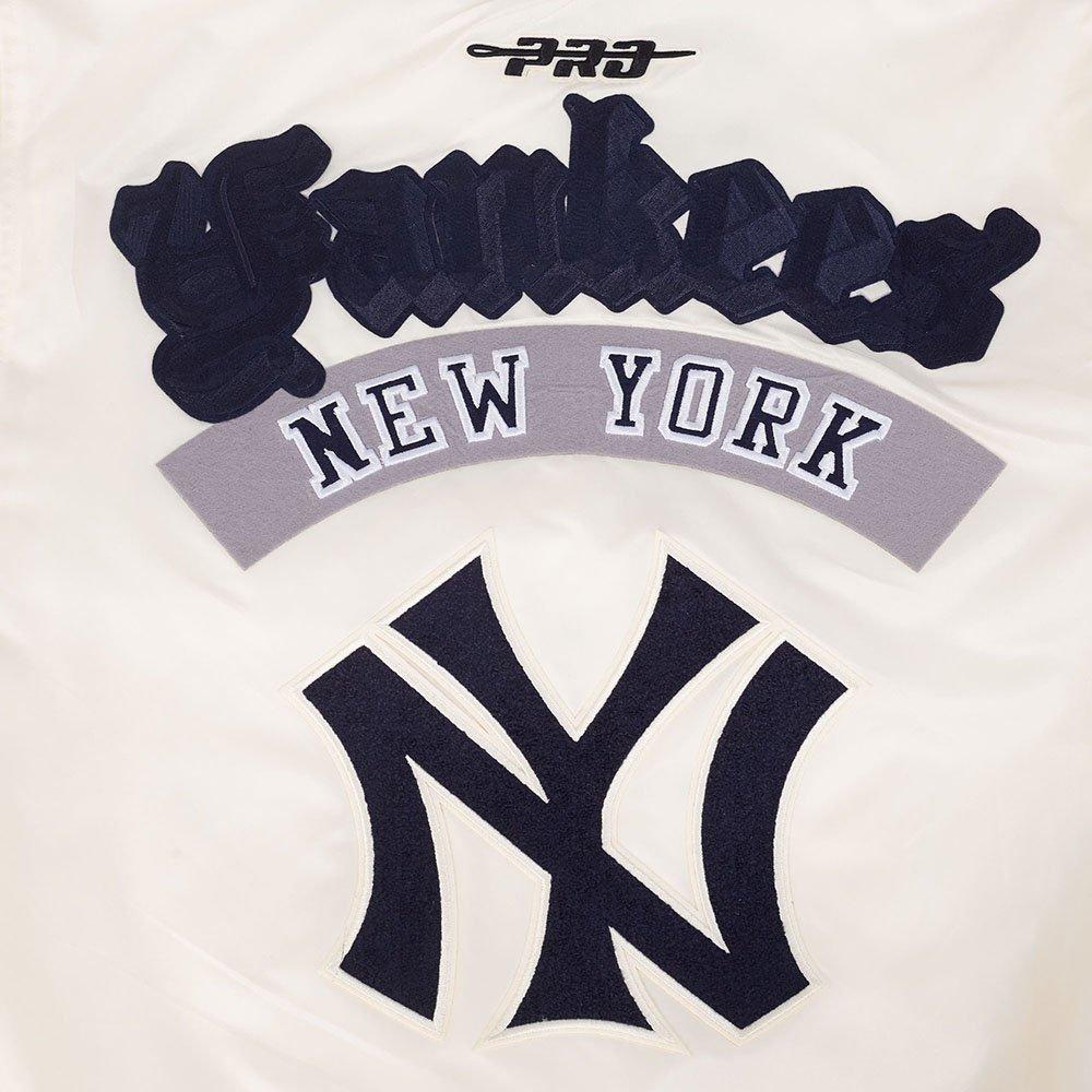 Pro Standard Men's MLB New York Yankees Best Of Rib Satin Jacket - Eggshell/Navy - EGGSHELL/NAVY