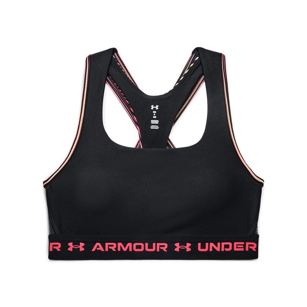 Under Armour Women's Mid Crossback 80s Sports Bra - BLACK/PINK Thumbnail View 3
