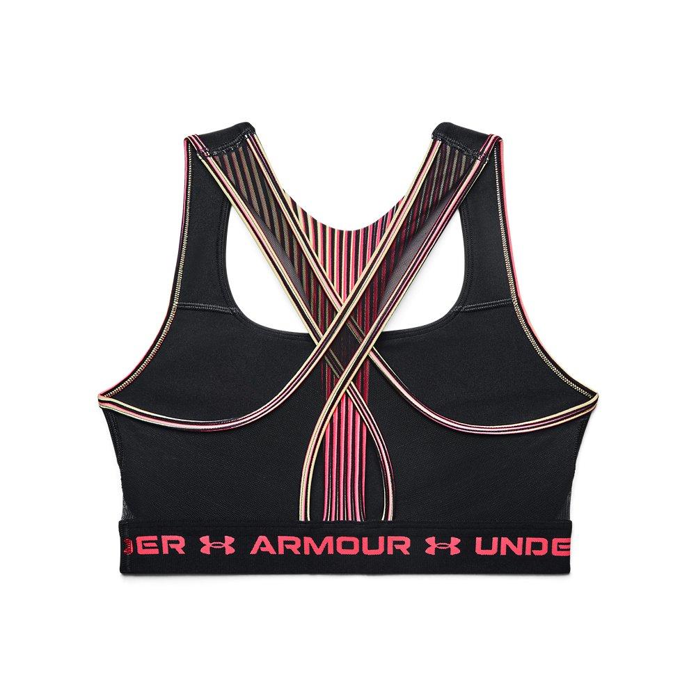 Under Armour Women's Mid Crossback 80s Sports Bra - BLACK/PINK Thumbnail View 4