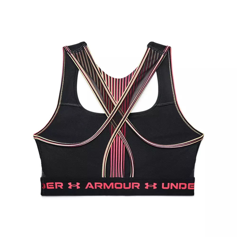 Under Armour Women's Mid Crossback 80s Sports Bra - BLACK/PINK