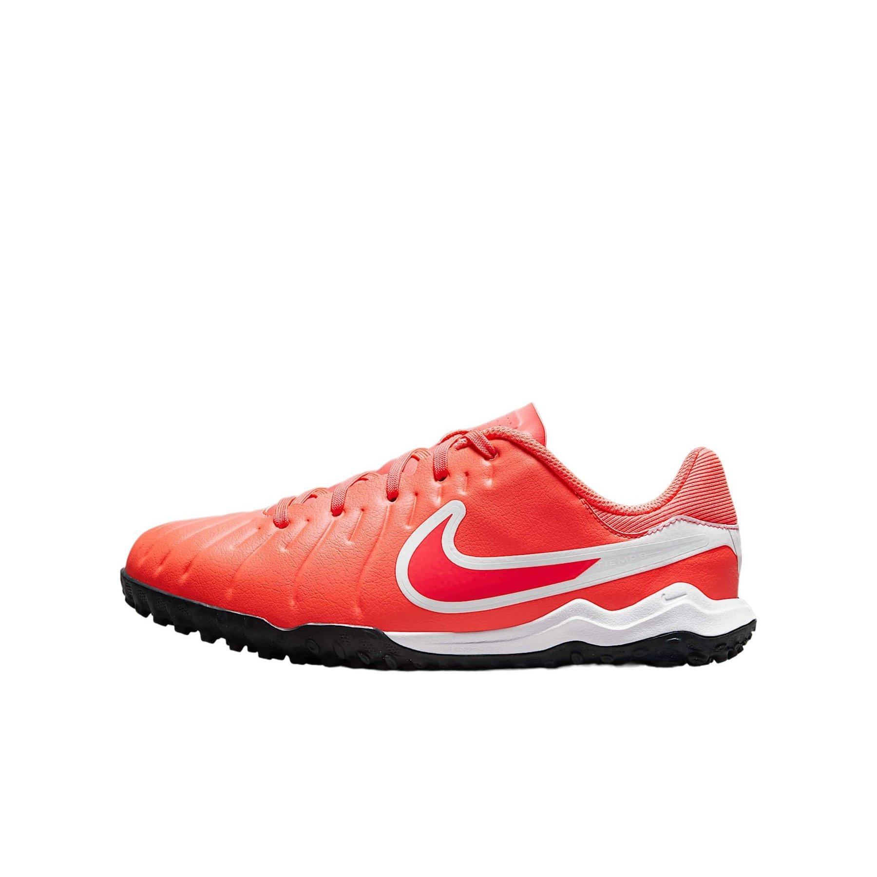 Nike Jr. Tiempo Legend 10 Academy Turf  Grade School Kids' "Hot Lava/White" Soccer Shoe