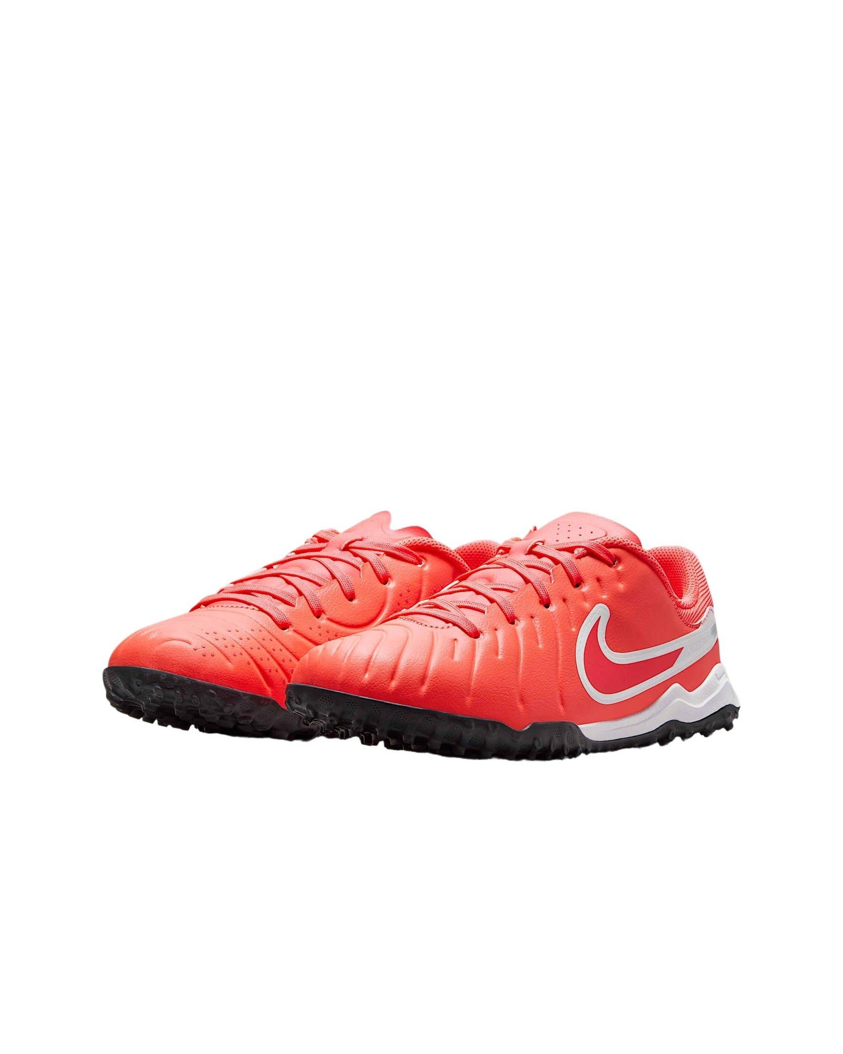 Nike Jr. Tiempo Legend 10 Academy Turf  Grade School Kids' "Hot Lava/White" Soccer Shoe