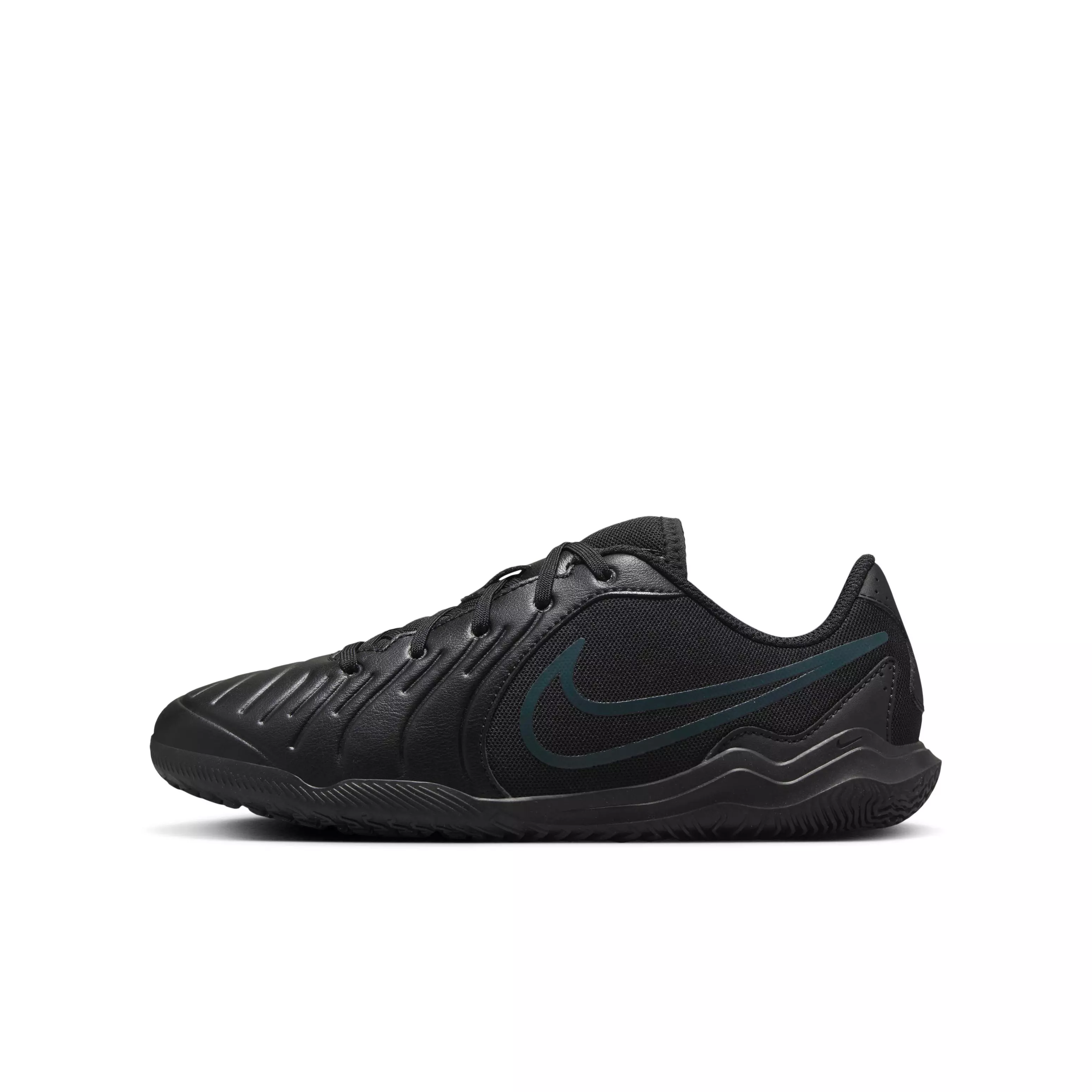 Nike Jr. Tiempo Legend 10 Club IC "Black/Deep Jungle/Black" Grade School Kids' Soccer Shoe - BLACK/JUNGLE/BLACK