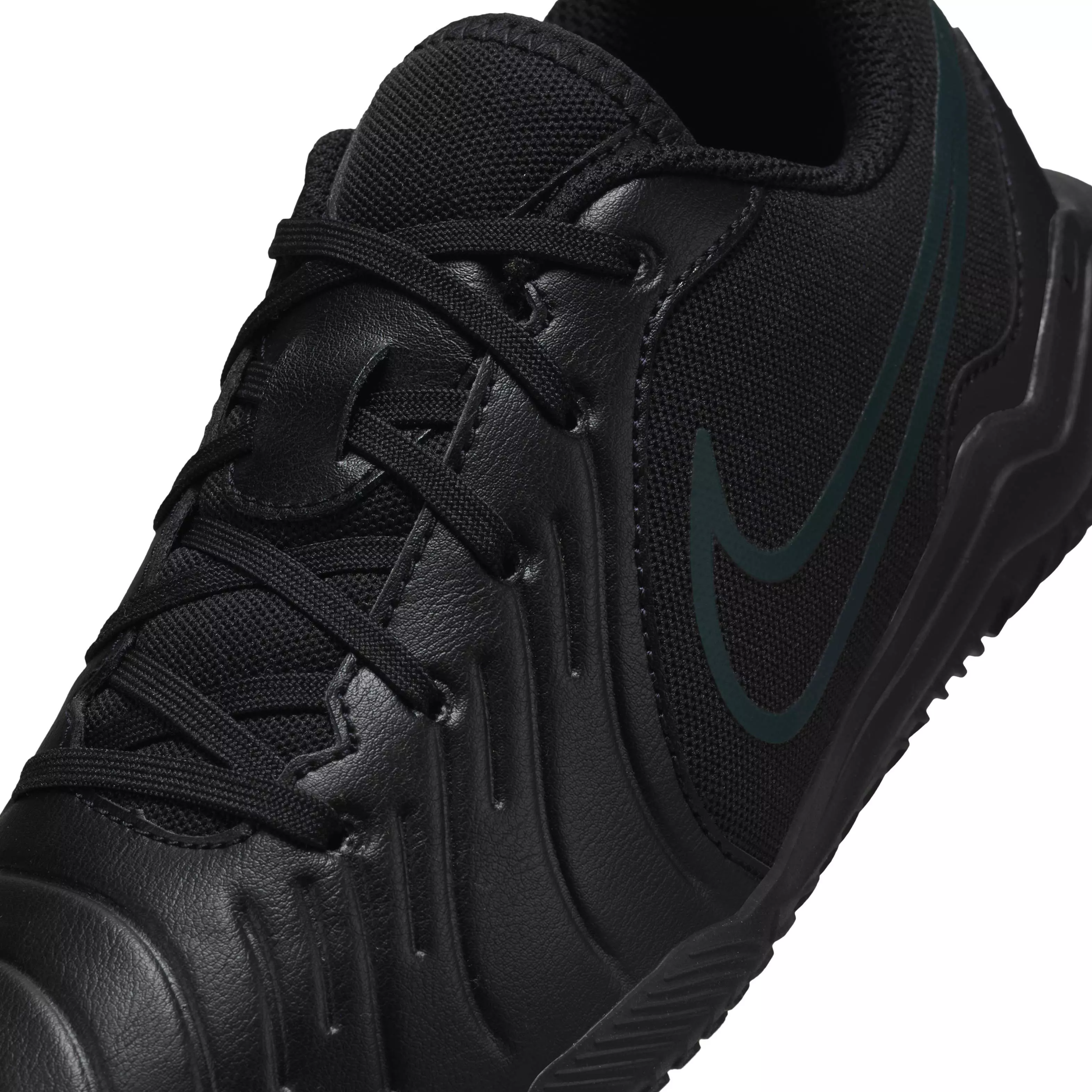 Nike Jr. Tiempo Legend 10 Club IC "Black/Deep Jungle/Black" Grade School Kids' Soccer Shoe - BLACK/JUNGLE/BLACK