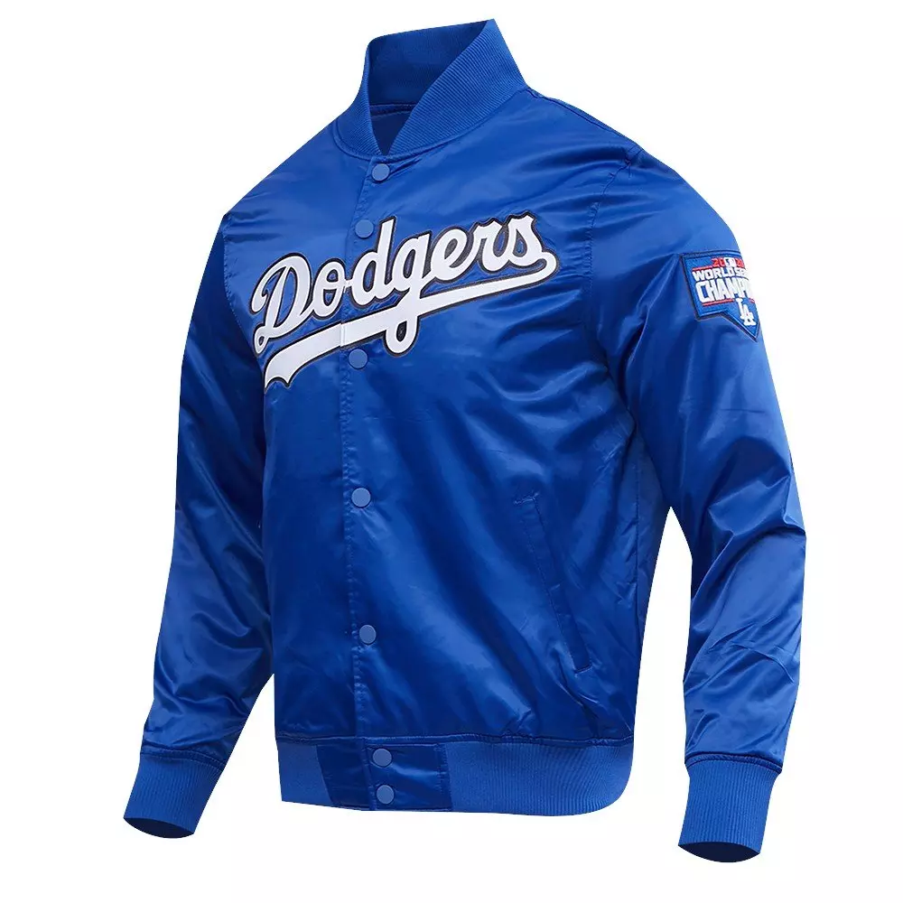 Pro Standard Men's MLB Los Angeles Dodgers Big Logo Satin Jacket - Blue - BLUE