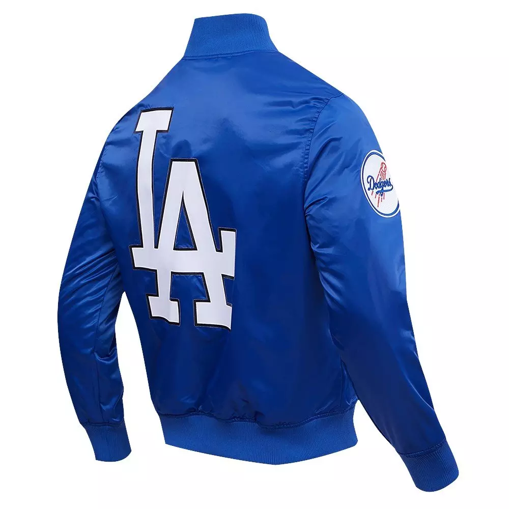 Pro Standard Men's MLB Los Angeles Dodgers Big Logo Satin Jacket - Blue - BLUE