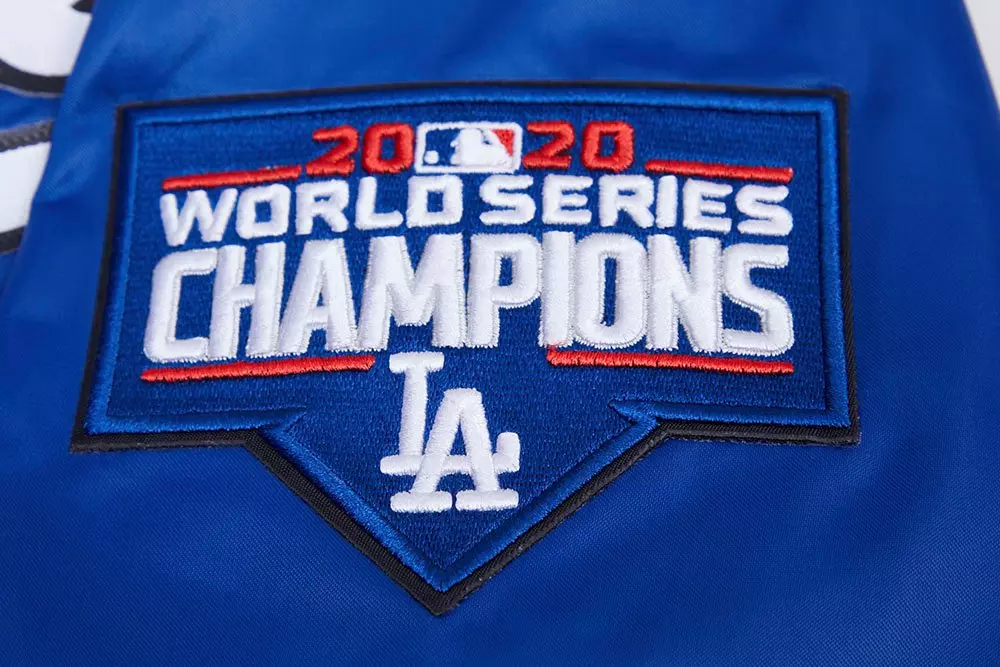 Pro Standard Men's MLB Los Angeles Dodgers Big Logo Satin Jacket - Blue - BLUE