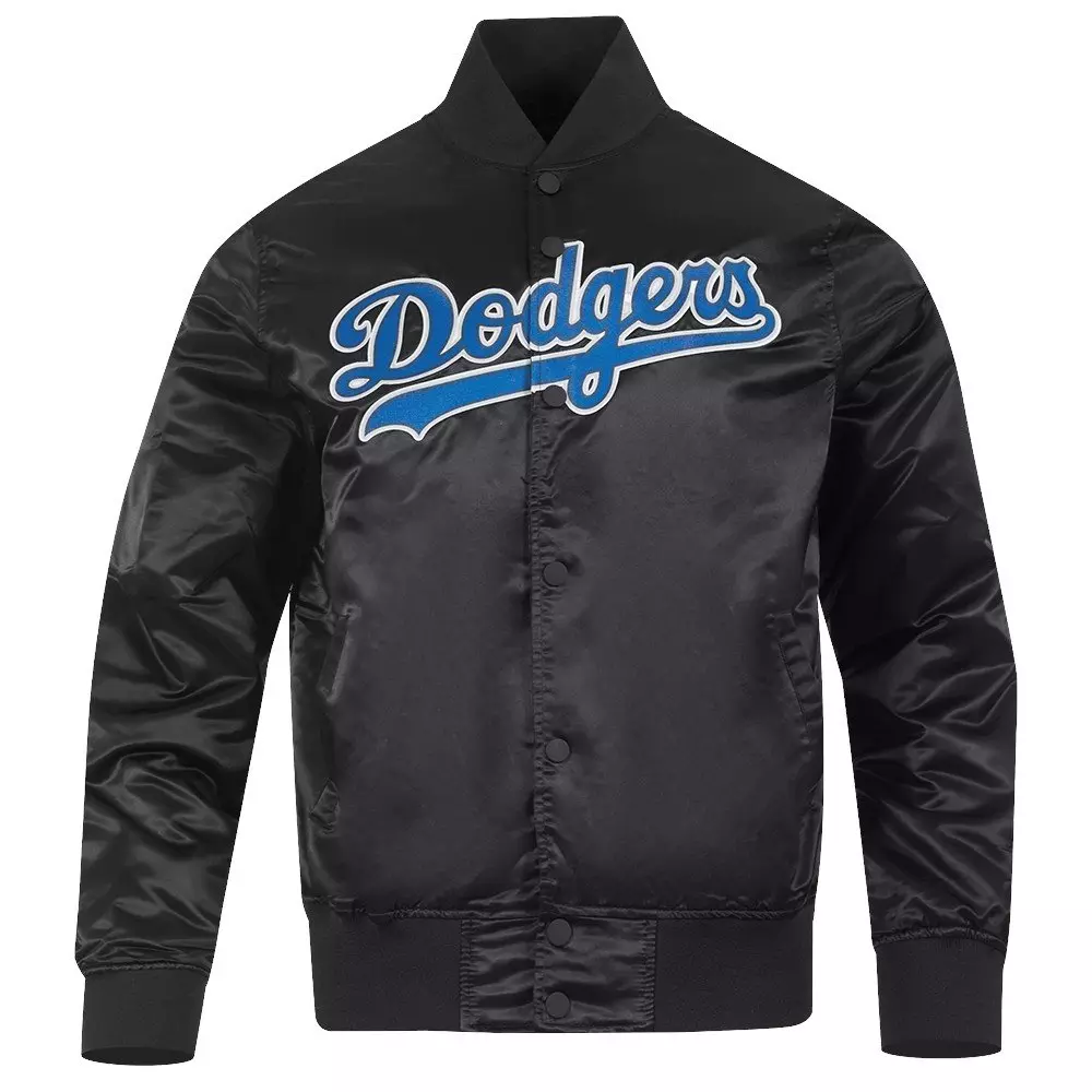 Pro Standard Men's MLB Los Angeles Dodgers Big Logo World Series Satin Jacket - Black - BLACK