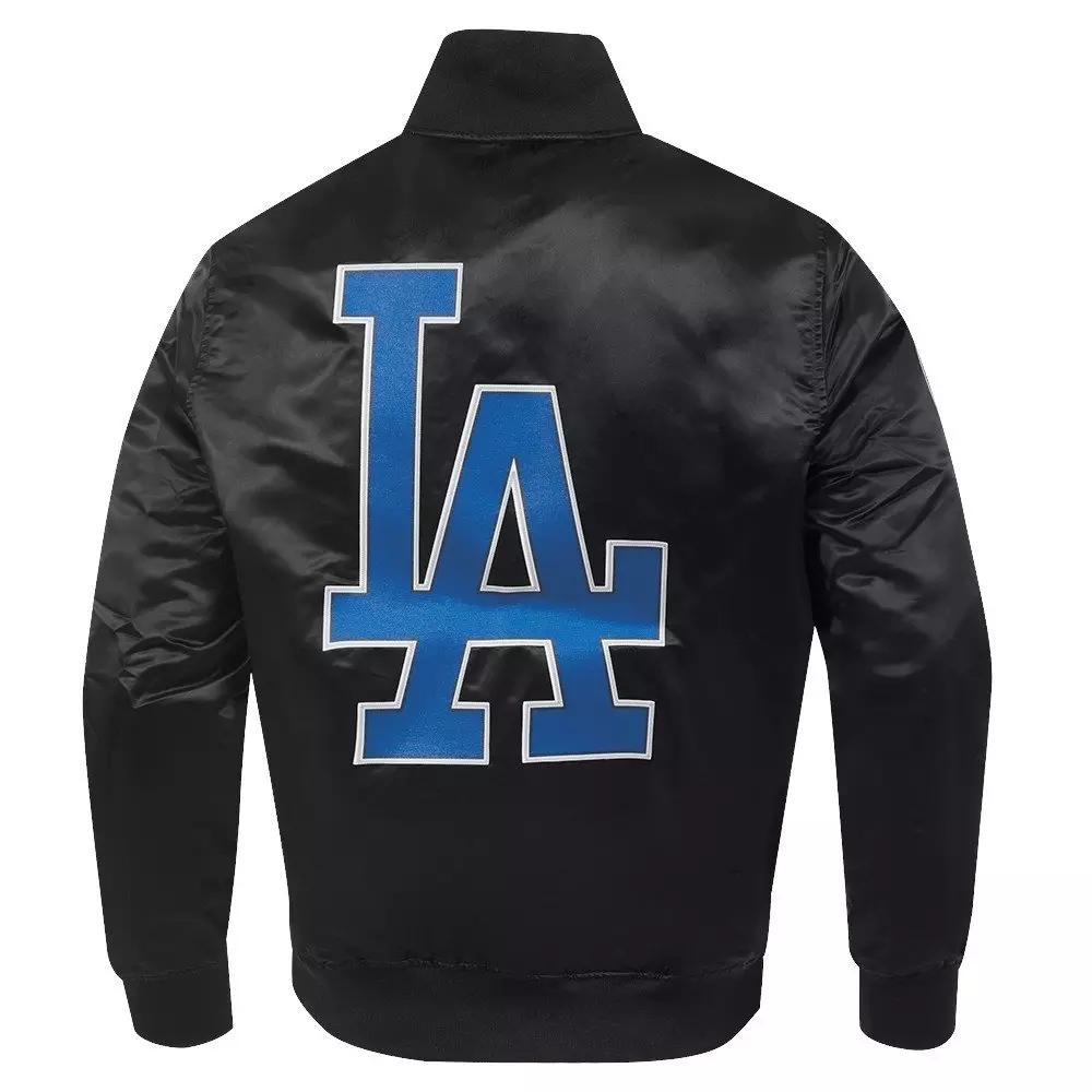 Pro Standard Men's MLB Los Angeles Dodgers Big Logo World Series Satin Jacket - Black - BLACK