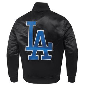 Pro Standard Men's MLB Los Angeles Dodgers Big Logo World Series Satin Jacket - Black - BLACK