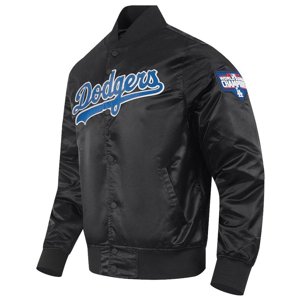 Pro Standard Men's MLB Los Angeles Dodgers Big Logo World Series Satin Jacket - Black - BLACK