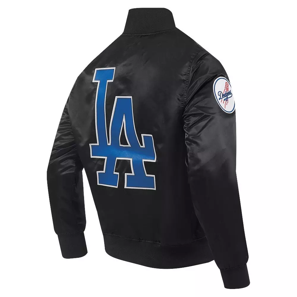 Pro Standard Men's MLB Los Angeles Dodgers Big Logo World Series Satin Jacket - Black - BLACK