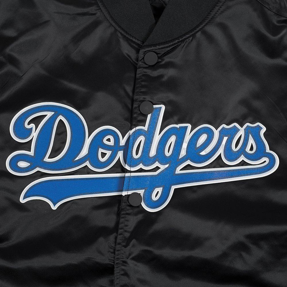 Pro Standard Men's MLB Los Angeles Dodgers Big Logo World Series Satin Jacket - Black - BLACK