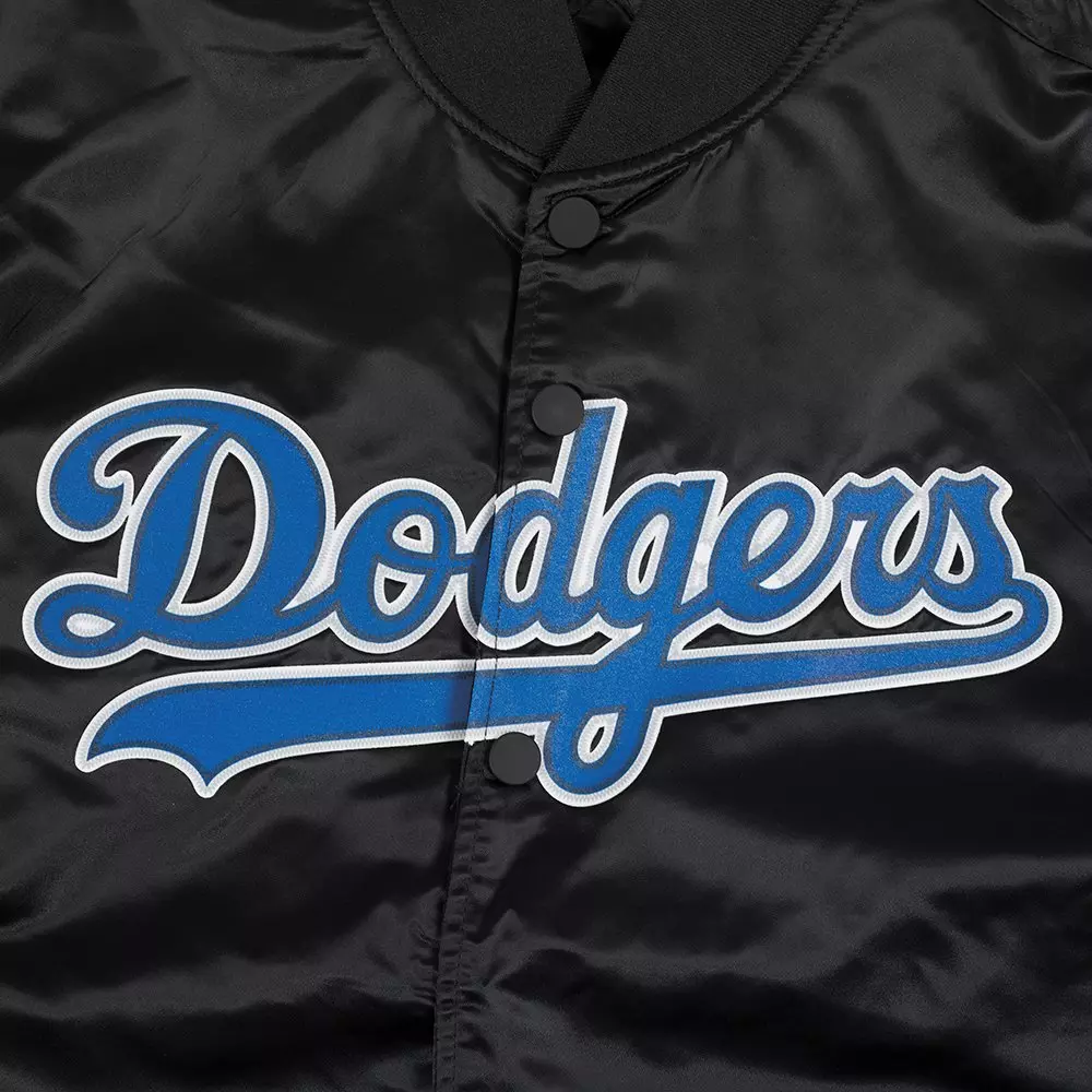 Pro Standard Men's MLB Los Angeles Dodgers Big Logo World Series Satin Jacket - Black - BLACK