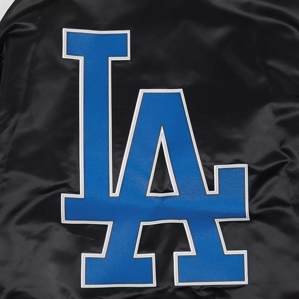 Pro Standard Men's MLB Los Angeles Dodgers Big Logo World Series Satin Jacket - Black - BLACK