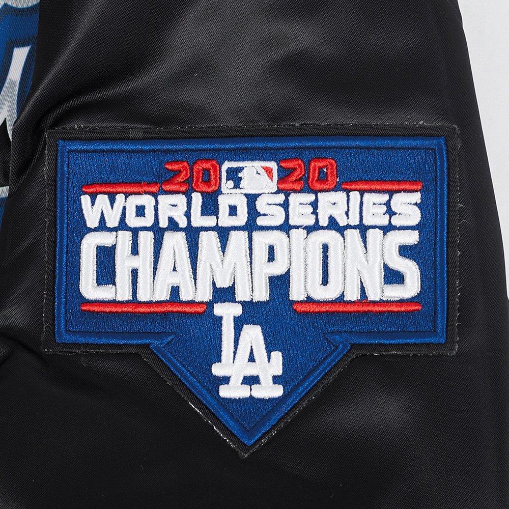 Pro Standard Men's MLB Los Angeles Dodgers Big Logo World Series Satin Jacket - Black - BLACK
