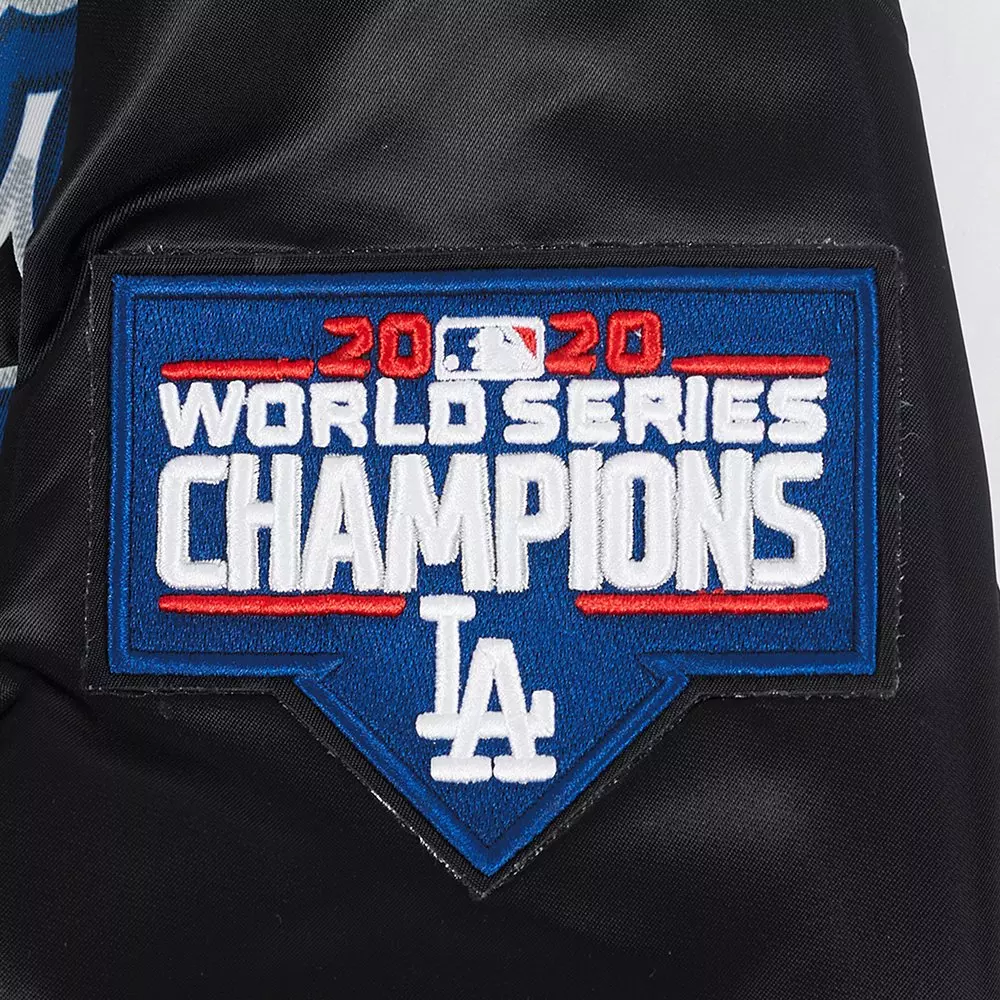 Pro Standard Men's MLB Los Angeles Dodgers Big Logo World Series Satin Jacket - Black - BLACK
