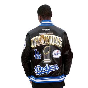 Pro Standard Men's MLB Los Angeles Dodgers World Series 2025 Pro Satin YD Rib Jacket - BLACK/BLUE